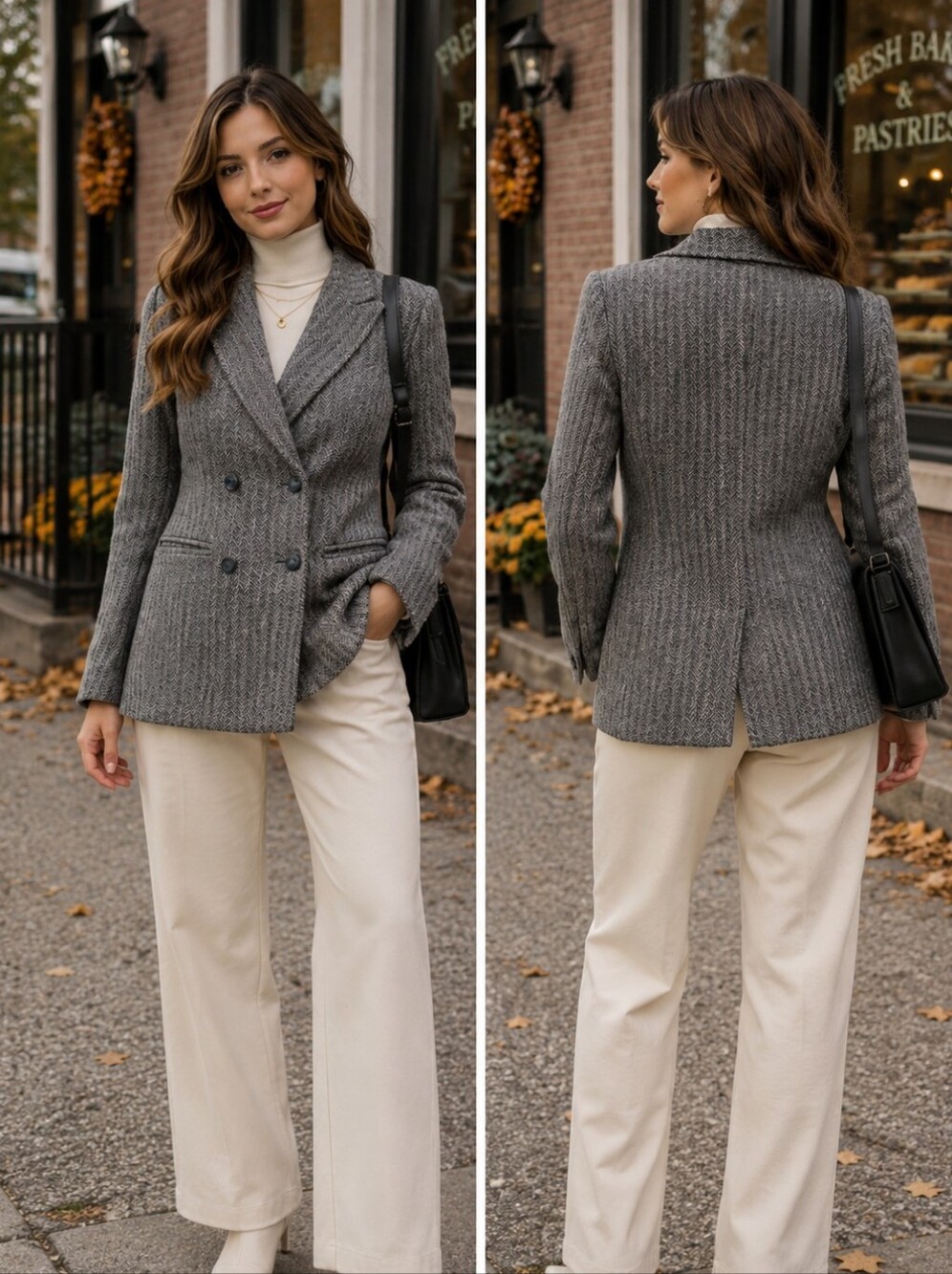 Vintage 100% Wool Herringbone Double Breasted Blazer Made in Canada